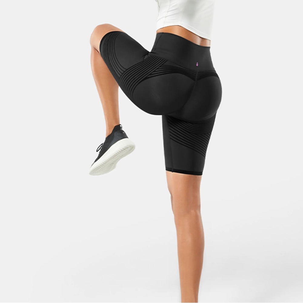 Fanka Body Sculpt Biker Shorts Reversible Wear Stretch Black 9" Inseam XS-S